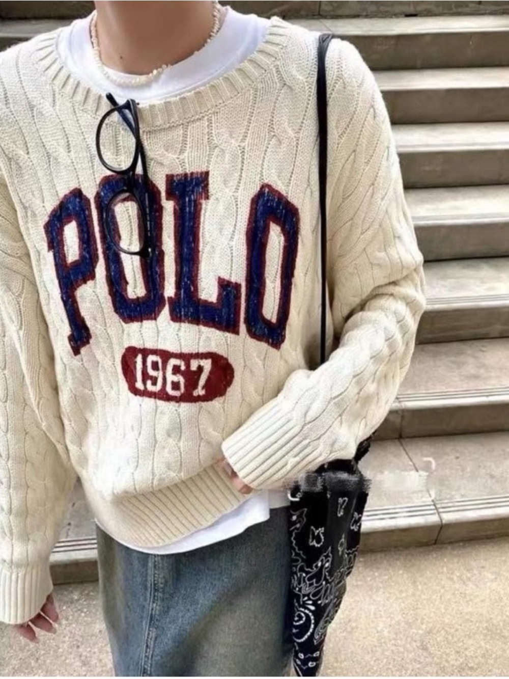 Polo by Ralph Lauren Cream 100% cotton Cable-Knit Sweater